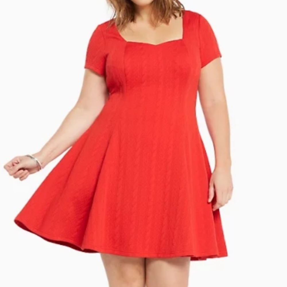 Torrid 2 Red Mini Textured Knit Skater Dress